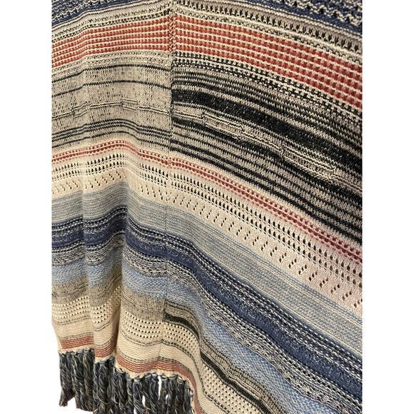 Liverpool Sleeveless Cardigan Sweater w/ Fringe Blue & Multi Color Medium, Large - Picture 12 of 12